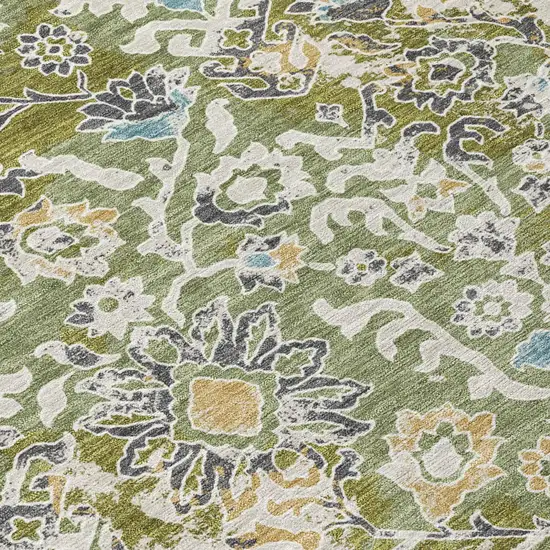 Fern Green And Ivory Geometric Washable Indoor Outdoor Area Rug Photo 5