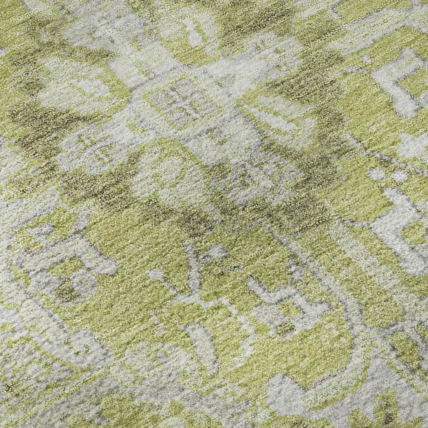 Fern Green And Ivory Oriental Washable Area Rug With UV Protection Photo 8