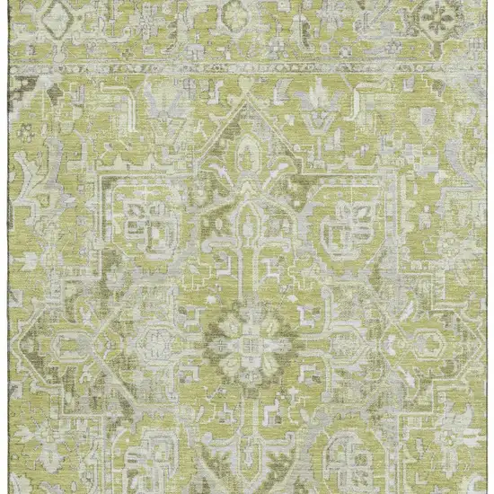 Fern Green And Ivory Oriental Washable Area Rug With UV Protection Photo 4