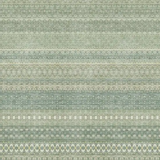 Fern Green And Ivory Striped Washable Area Rug With UV Protection Photo 3