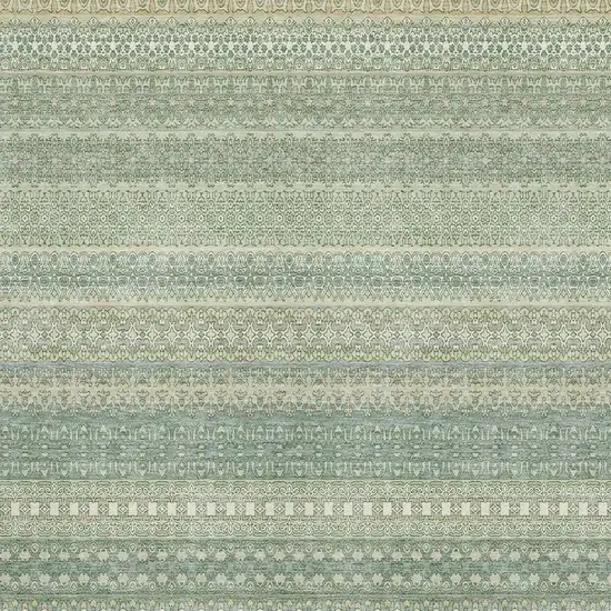 Fern Green And Ivory Striped Washable Area Rug With UV Protection Photo 3