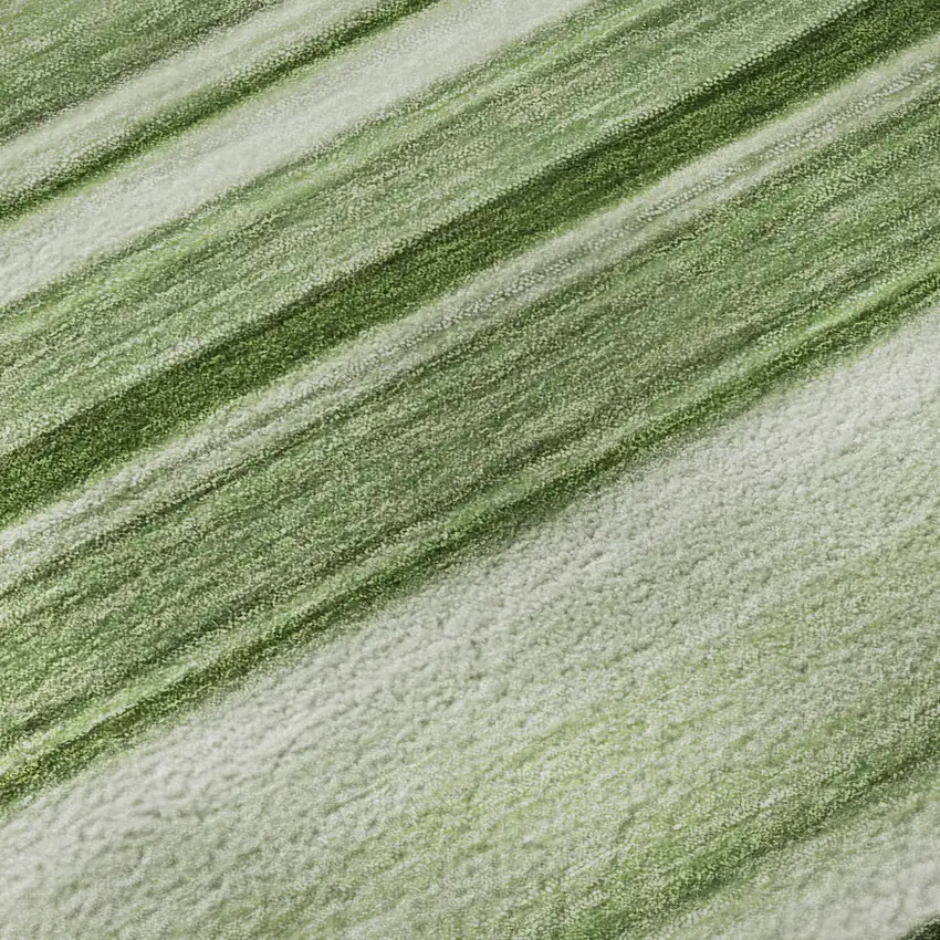 Fern Green And Ivory Striped Washable Area Rug With UV Protection Photo 9