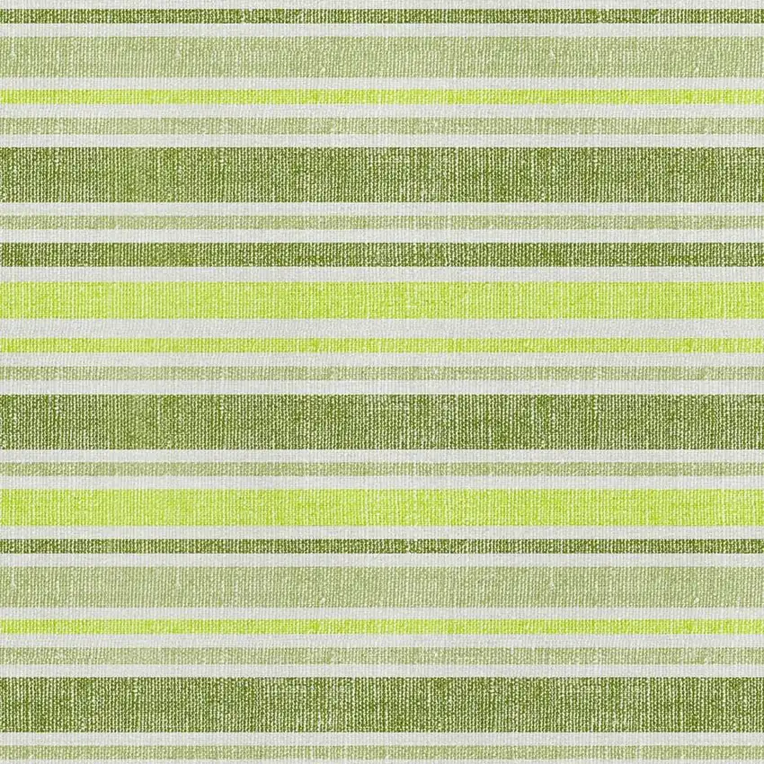 Fern Green And Ivory Striped Washable Area Rug With UV Protection Photo 2
