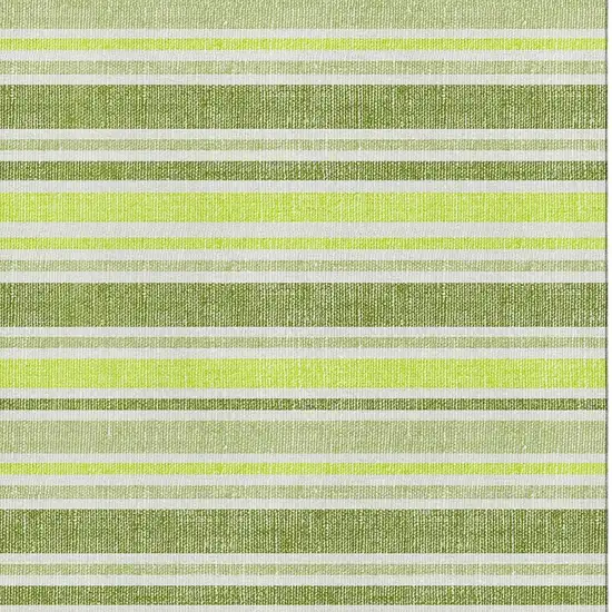 Fern Green And Ivory Striped Washable Area Rug With UV Protection Photo 2