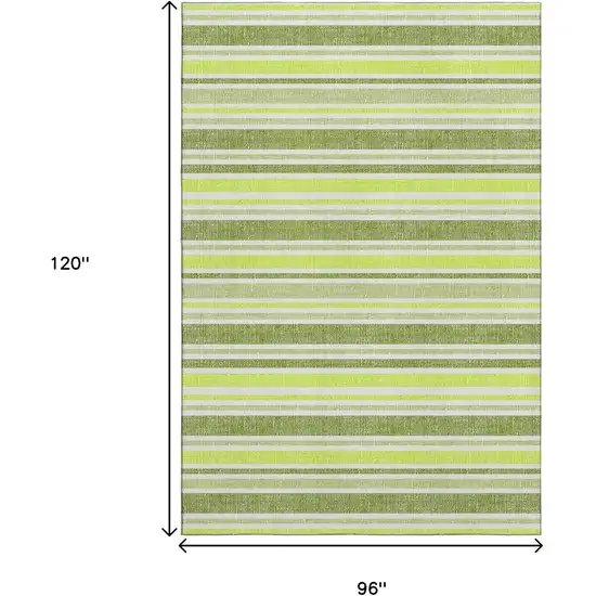 Fern Green And Ivory Striped Washable Area Rug With UV Protection Photo 3