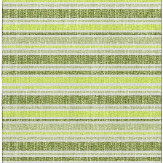Fern Green And Ivory Striped Washable Area Rug With UV Protection Photo 2