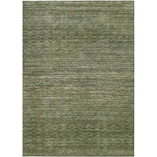 Fern Green And Ivory Striped Washable Indoor Outdoor Area Rug Photo 3