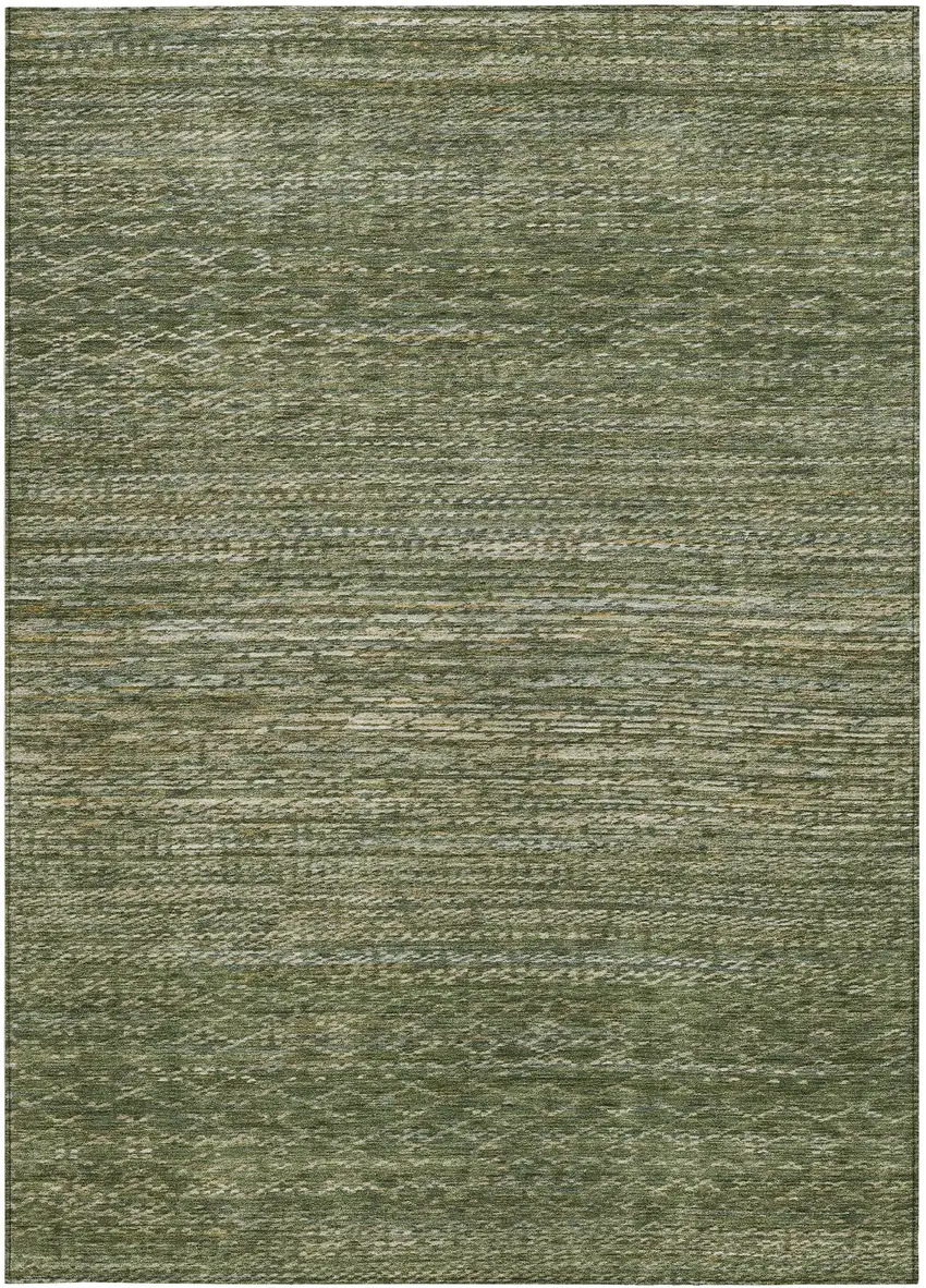 Fern Green And Ivory Striped Washable Indoor Outdoor Area Rug Photo 3