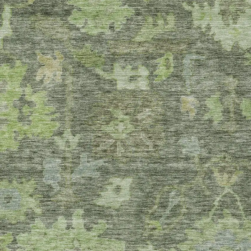 Fern Green And Olive Green Floral Washable Indoor Outdoor Area Rug Photo 5