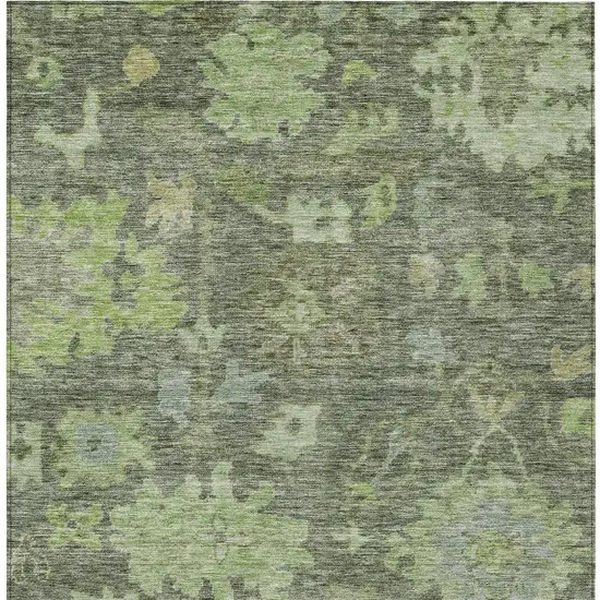 Fern Green And Olive Green Floral Washable Indoor Outdoor Area Rug Photo 6