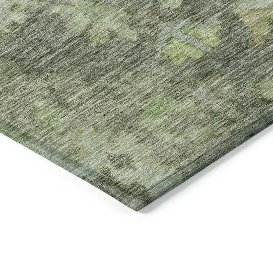 Fern Green And Olive Green Floral Washable Indoor Outdoor Area Rug Photo 4