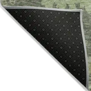 Photo of Fern Green And Olive Green Floral Washable Indoor Outdoor Area Rug