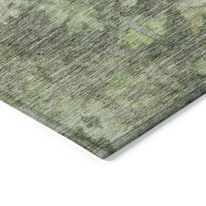 Fern Green And Olive Green Floral Washable Indoor Outdoor Area Rug Photo 4