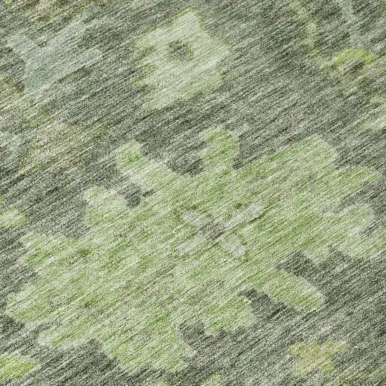 Fern Green And Olive Green Floral Washable Indoor Outdoor Area Rug Photo 8
