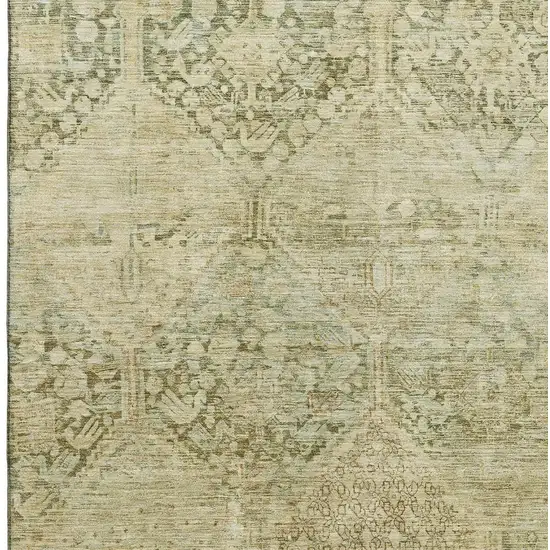 Fern Green And Olive Green Geometric Washable Area Rug With UV Protection Photo 2