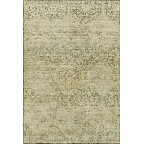 Fern Green And Olive Green Geometric Washable Area Rug With UV Protection Photo 3