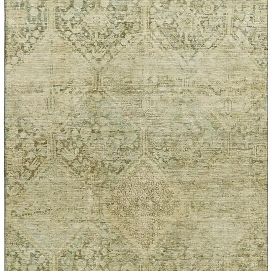 Fern Green And Olive Green Geometric Washable Area Rug With UV Protection Photo 2