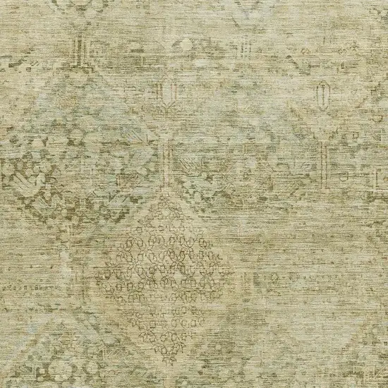 Fern Green And Olive Green Geometric Washable Area Rug With UV Protection Photo 2