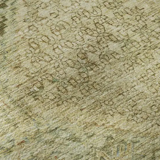 Fern Green And Olive Green Geometric Washable Area Rug With UV Protection Photo 9