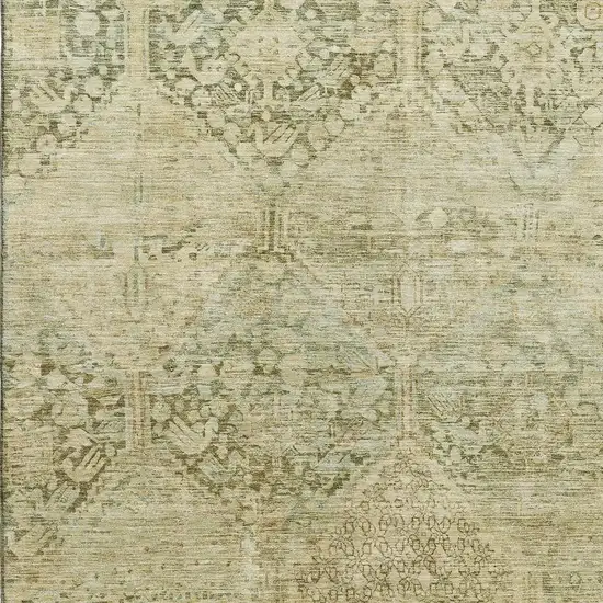 Fern Green And Olive Green Geometric Washable Area Rug With UV Protection Photo 2