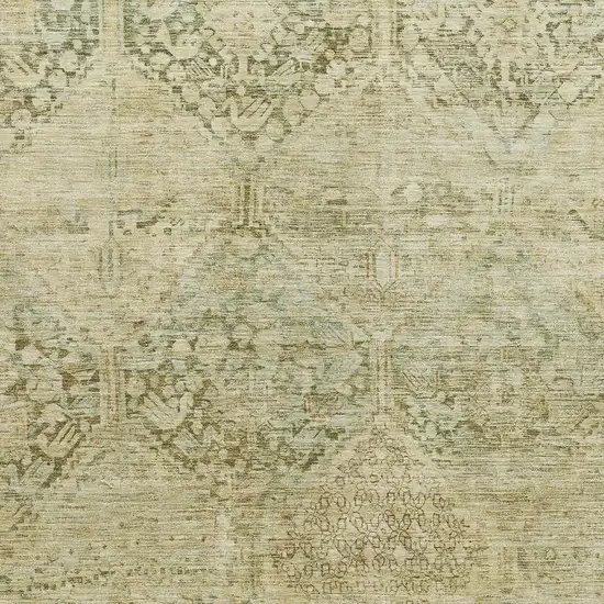 Fern Green And Olive Green Geometric Washable Area Rug With UV Protection Photo 2