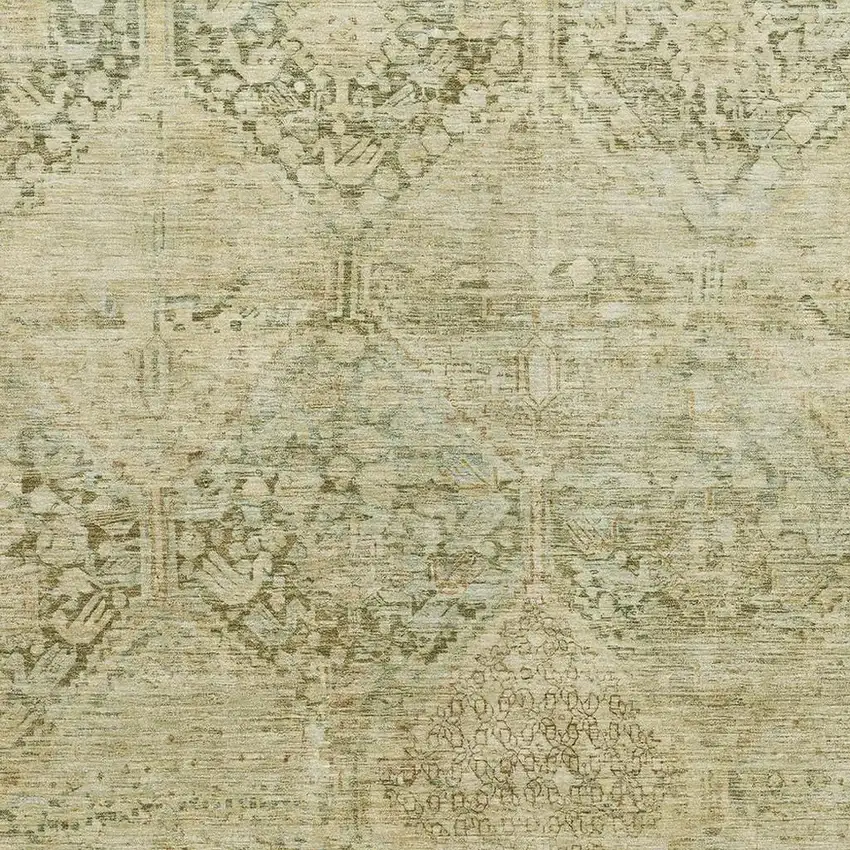 Fern Green And Olive Green Geometric Washable Area Rug With UV Protection Photo 2