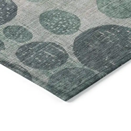 Fern Green And Pink Geometric Washable Indoor Outdoor Area Rug Photo 9