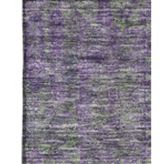 Fern Green And Purple Floral Washable Area Rug With UV Protection Photo 5