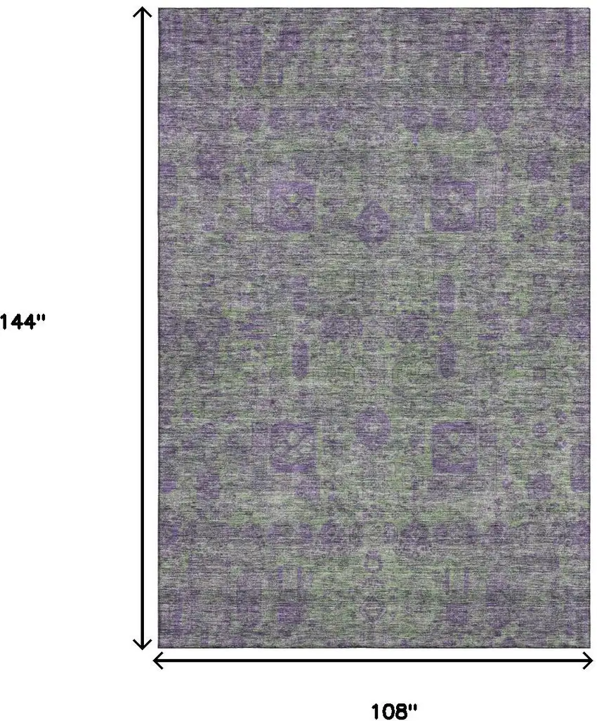 Fern Green And Purple Floral Washable Area Rug With UV Protection Photo 3