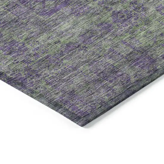 Fern Green And Purple Oriental Washable Indoor Outdoor Area Rug Photo 4