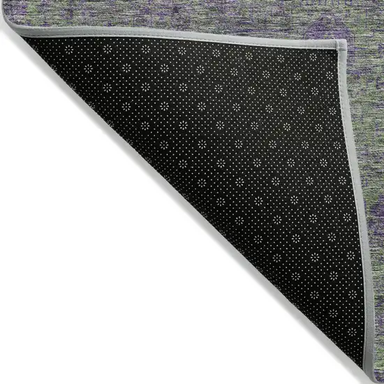 Fern Green And Purple Oriental Washable Indoor Outdoor Area Rug Photo 3