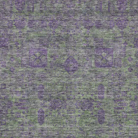 Fern Green And Purple Oriental Washable Indoor Outdoor Area Rug Photo 4