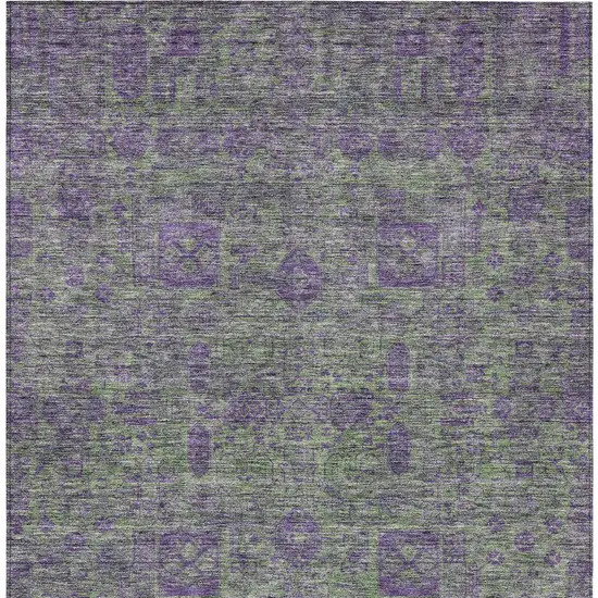 Fern Green And Purple Oriental Washable Indoor Outdoor Area Rug Photo 5