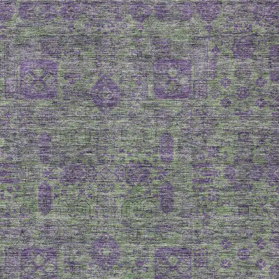 Fern Green And Purple Oriental Washable Indoor Outdoor Area Rug Photo 4