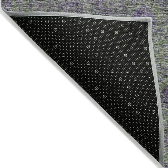 Fern Green And Purple Oriental Washable Indoor Outdoor Area Rug Photo 2