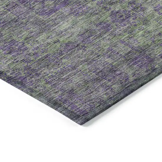 Fern Green And Purple Oriental Washable Indoor Outdoor Area Rug Photo 3
