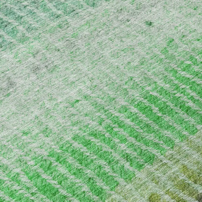 Fern Green And Purple Striped Washable Indoor Outdoor Area Rug Photo 7