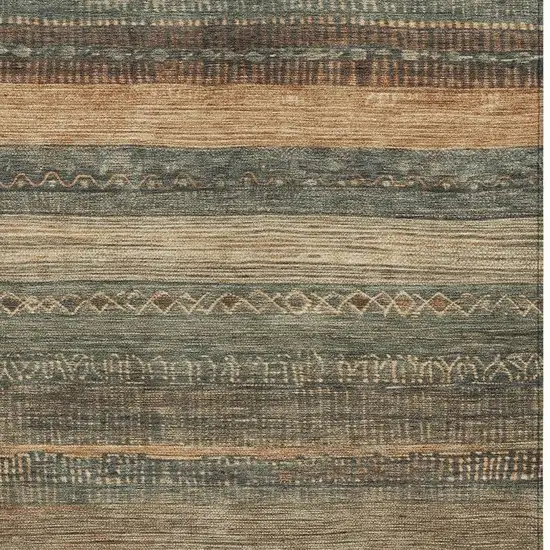 Fern Green And Rust Aztec Washable Indoor Outdoor Area Rug Photo 3