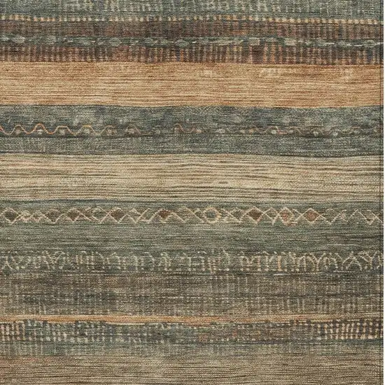 Fern Green And Rust Aztec Washable Indoor Outdoor Area Rug Photo 3