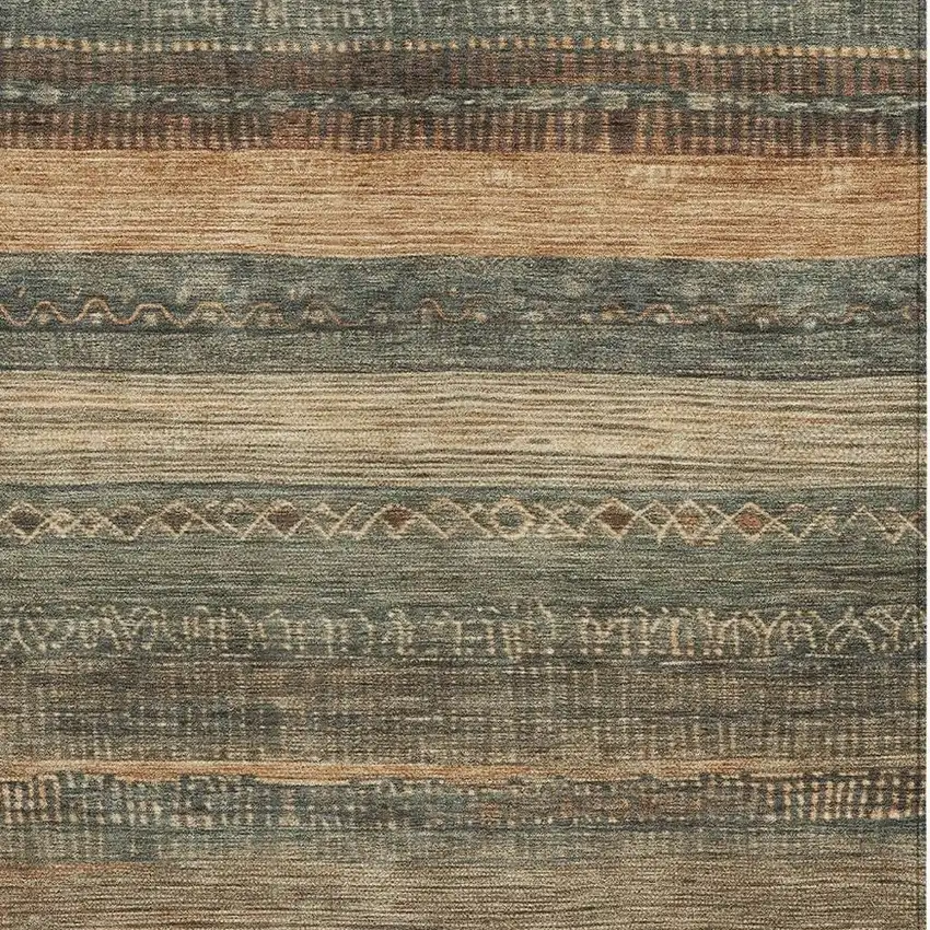 Fern Green And Rust Aztec Washable Indoor Outdoor Area Rug Photo 3