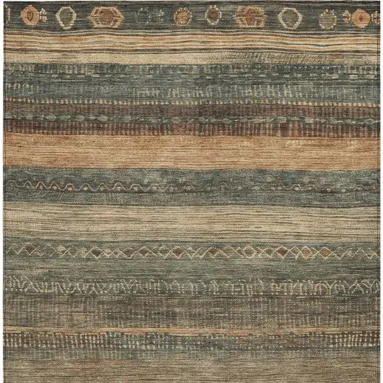 Fern Green And Rust Aztec Washable Indoor Outdoor Area Rug Photo 3