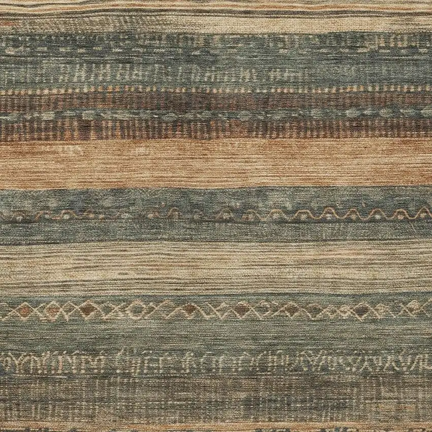 Fern Green And Rust Aztec Washable Indoor Outdoor Area Rug Photo 3