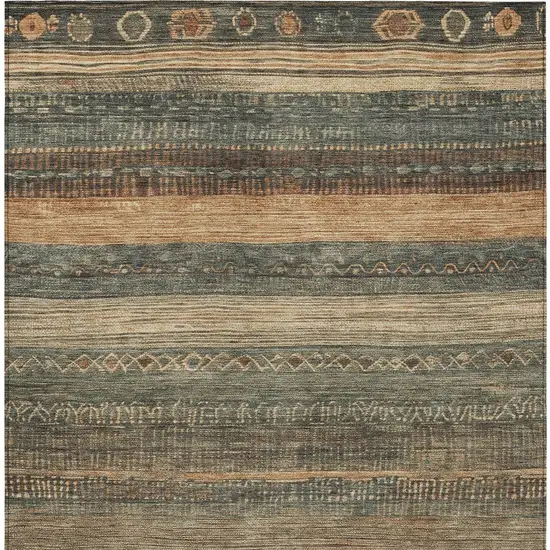 Fern Green And Rust Aztec Washable Indoor Outdoor Area Rug Photo 6