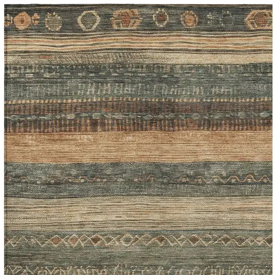 Fern Green And Rust Aztec Washable Indoor Outdoor Area Rug Photo 8