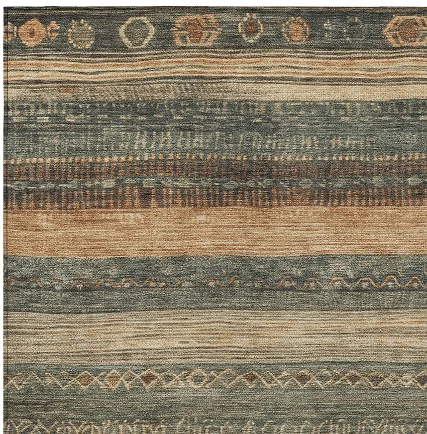 Fern Green And Rust Aztec Washable Indoor Outdoor Area Rug Photo 8