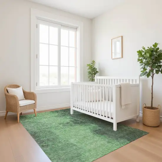 Fern Green And Sage Abstract Washable Area Rug With UV Protection Photo 5