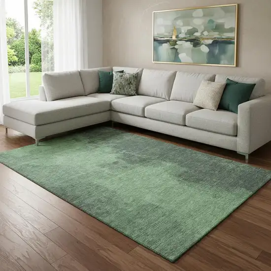 Fern Green And Sage Abstract Washable Area Rug With UV Protection Photo 2