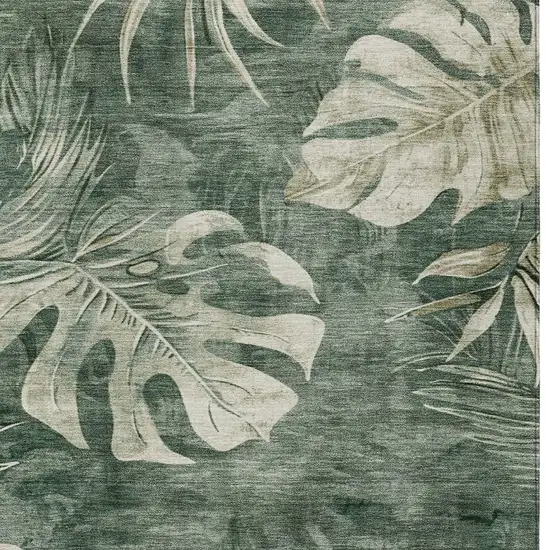 Fern Green And Sage Floral Washable Indoor Outdoor Area Rug Photo 6