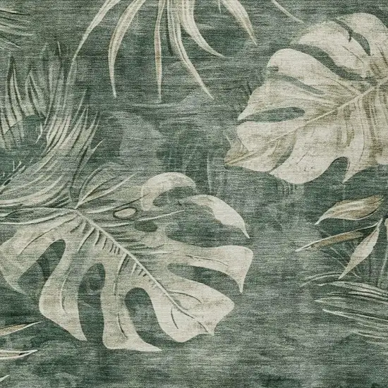Fern Green And Sage Floral Washable Indoor Outdoor Area Rug Photo 3