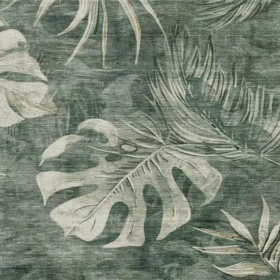 Fern Green And Sage Floral Washable Indoor Outdoor Area Rug Photo 3